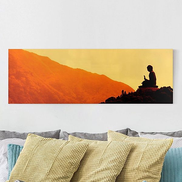 Leinwandbild Sonnenuntergang - Panorama Resting Buddha günstig online kaufen