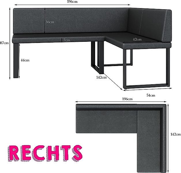 AN-MOEBEL4U Eckbankgruppe Alina Metall mit Tisch, günstig online kaufen