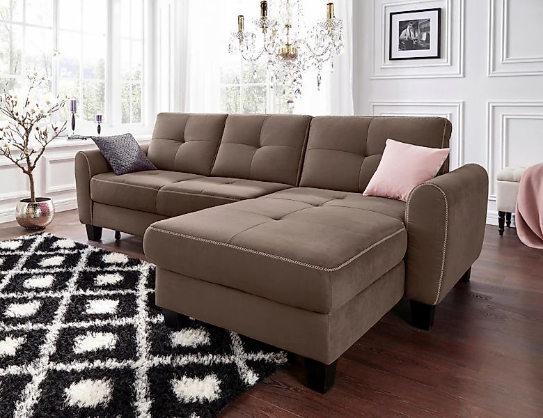 sit&more Ecksofa "Varese L-Form" mit Federkern, wahlweise mit Bettfunktion günstig online kaufen
