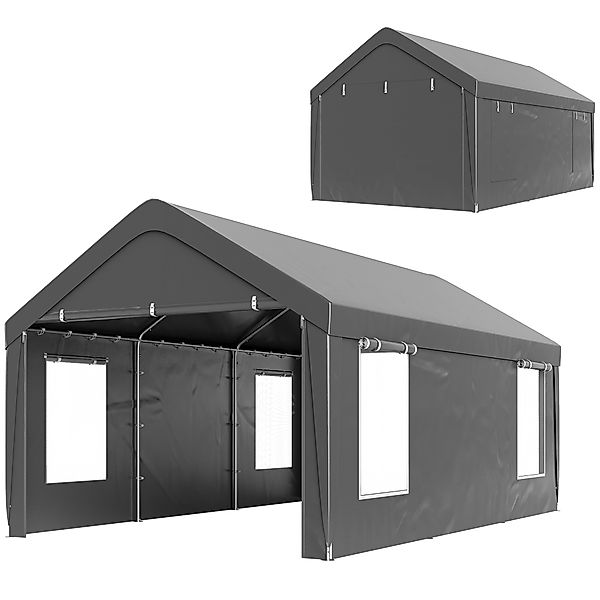 Outsunny Carport Zelt 3 x 6 m Outdoor-Autounterstand Lagerzelt mit abnehmba günstig online kaufen