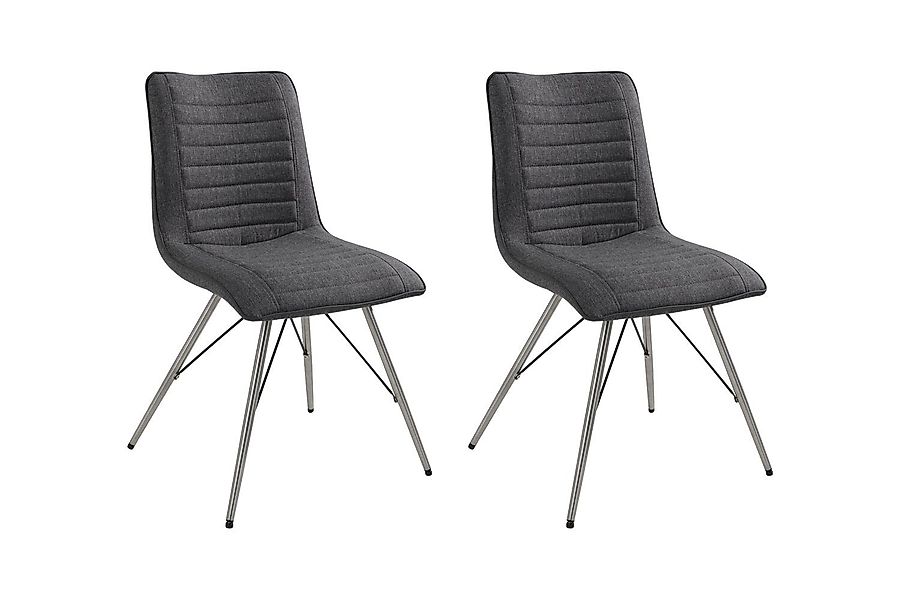 Home4You Polsterstuhl, 2er Set, Grau, Polyester, günstig online kaufen