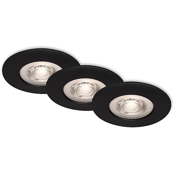 Briloner LED Einbauleuchten Kulana 3er-Set Dimmbar Warmweiß 90mm Schwarz-Ma günstig online kaufen