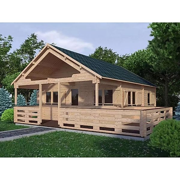 Alpholz Gartenhaus Gustav Satteldach 621 cm x 810 cm Hellbraun günstig online kaufen