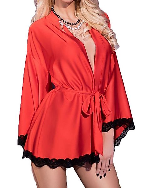 Chilirose Morgenmantel Elegante Damen Dessous Robe Morgenmantel und String günstig online kaufen