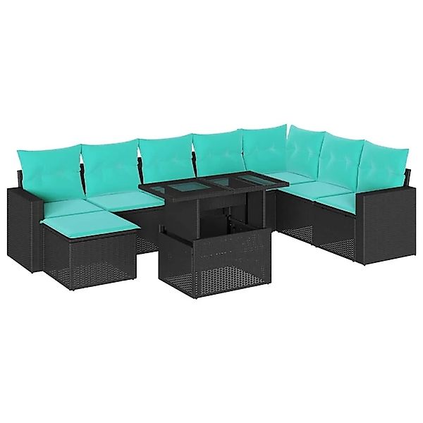 vidaXL 9-Tlg Gartensofa-Set mit Kissen Schwarz Polyrattan 3267467 günstig online kaufen