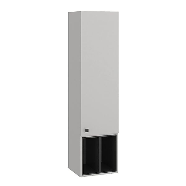 Vicco Badschrank Gerta Grau/Schwarz 38 x 150 cm mit Tür und Offenen Fächern günstig online kaufen
