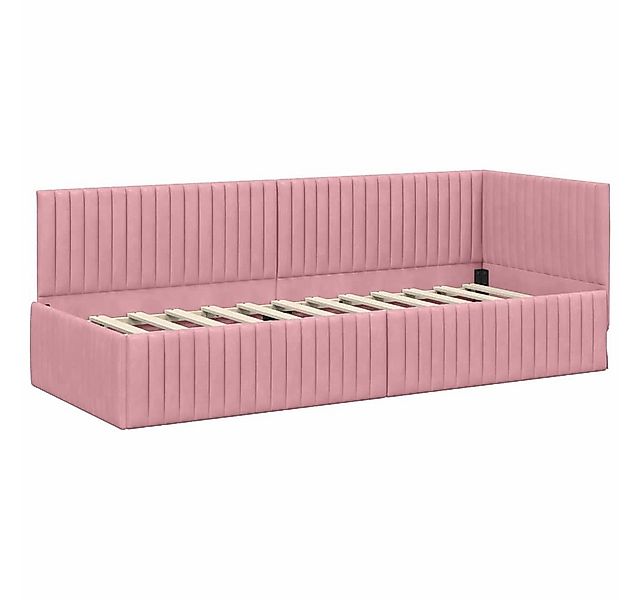 vidaXL Bett Eckbettgestell mit Kopfteil Rosa 80 cm x 200 cm Samt (1-tlg) günstig online kaufen