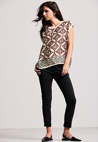 Andijamo-Fashion Blusentop GRAPHIC FLOW Rippbündchen mit günstig online kaufen