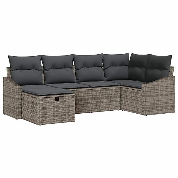 vidaXL Garten-Sofa-Set mit Kissen mit Speicher 6-Tlg Grau 3359278 günstig online kaufen