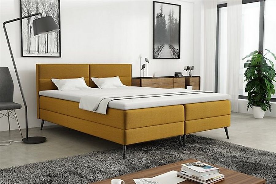 Fun Möbel Boxspringbett Schlafzimmerbett CORDOBA in Stoff (inkl. Topper) günstig online kaufen