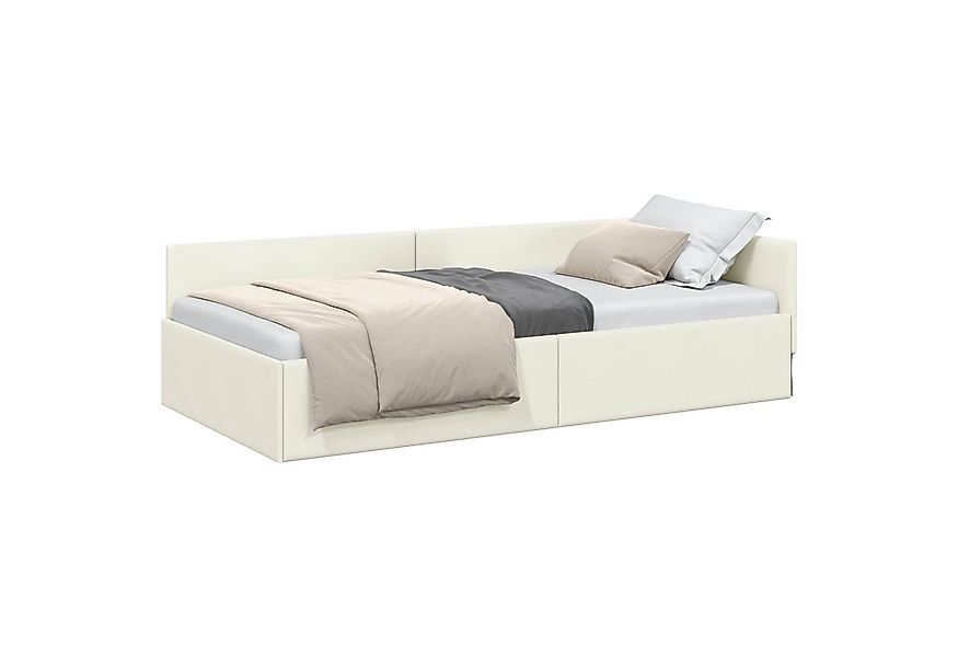 vidaXL Bett Eckbettgestell Creme 80 cm x 200 cm Polyester und Sperrholz (1- günstig online kaufen