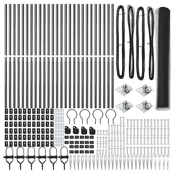 vidaXL Zaunpfosten Grau 50 x 1,4 m 13 mm Maschenweite Stahl und PVC 3353279 günstig online kaufen