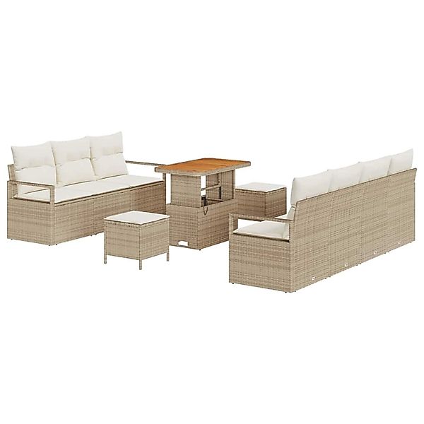 vidaXL Garten-Sofa-Set mit Kissen 10-Tlg Beige Poly Rattan 3362491 günstig online kaufen