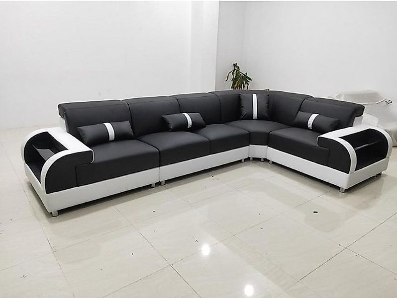 JVmoebel Ecksofa Ledersofa L-Form Couch Wohnlandschaft Garnitur Sofa USB Sc günstig online kaufen