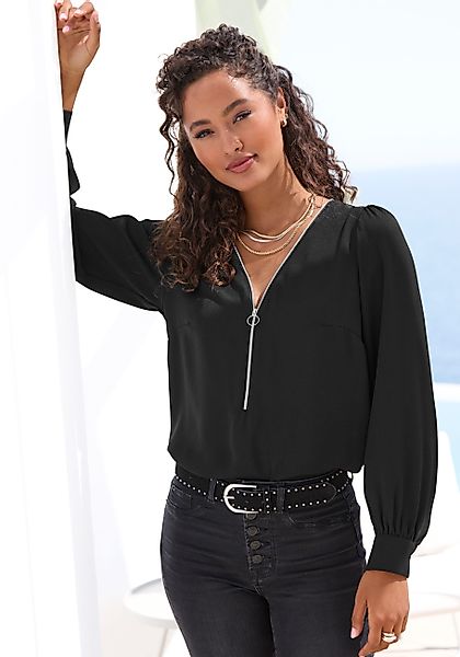 LASCANA Langarmbluse, mit Reißverschlussdetail, elegante Damenbluse günstig online kaufen