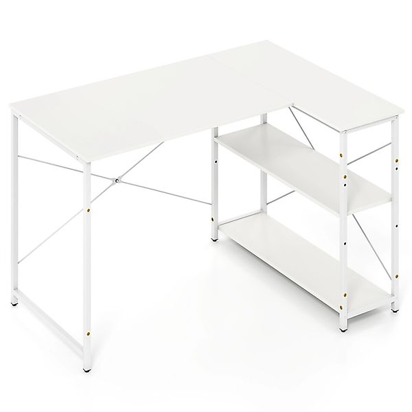 Costway L-förmiger Schreibtisch 118 x 86 x 74 cm Weiß günstig online kaufen