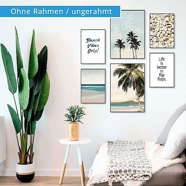 Artland Poster "Strandleben unter Palmen", Strand, (6 St.) günstig online kaufen