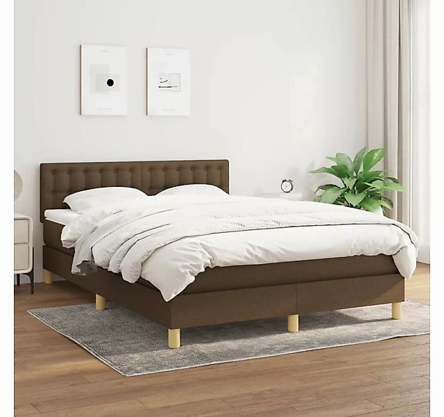 vidaXL Boxspringbett Boxspringbett mit Matratze Dunkelbraun 140x200 cm Stof günstig online kaufen