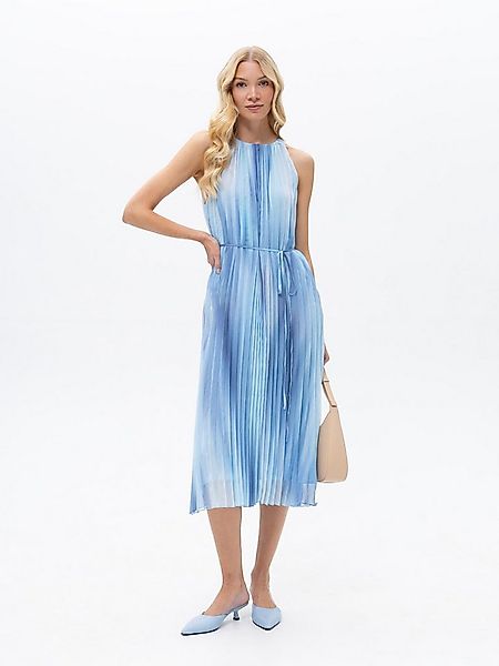 Passioni Sommerkleid in Blau und Plissé Plissiertes Sommerkleid mit blauem günstig online kaufen