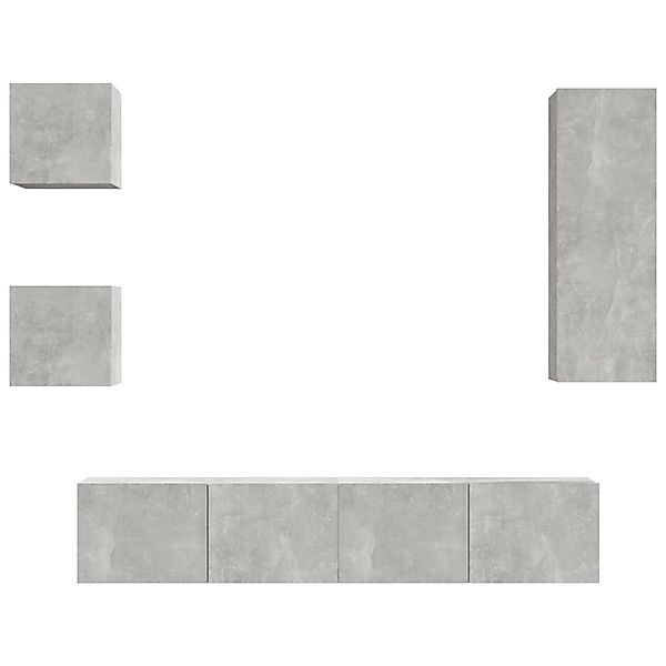 VidaXL 5-tlg. TV-Schrank-Set Betongrau Holzwerkstoff 3 günstig online kaufen