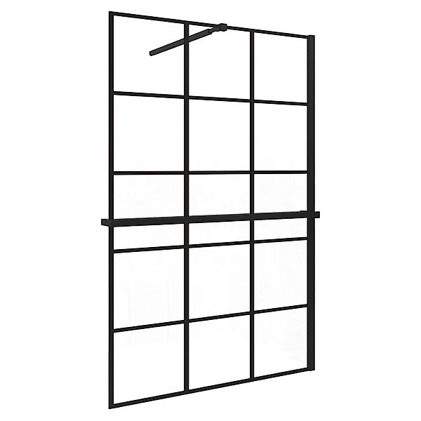AICA 100x200cm 8mm NANO Glas Walk In Schwarz Duschwand mit Glasdekor Gitter günstig online kaufen