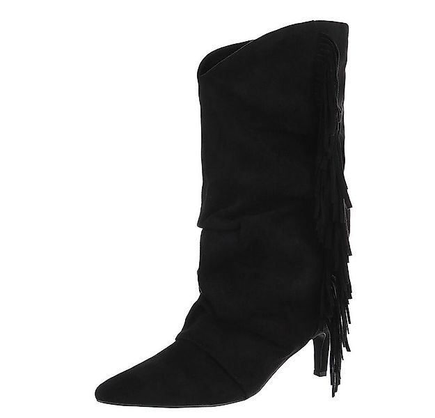 Ital-Design Eleganter Damen-Stiefel mit Fransen-Detail für Freizeit Stiefel günstig online kaufen