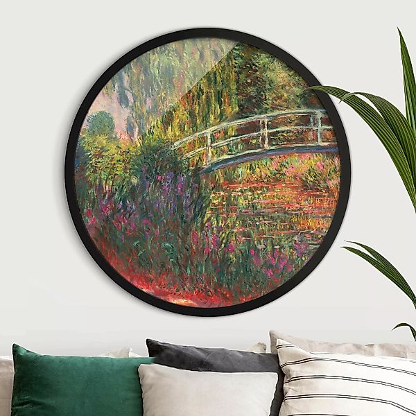 Rundes Bild mit Rahmen Claude Monet - Japanische Brücke im Garten von Giver günstig online kaufen