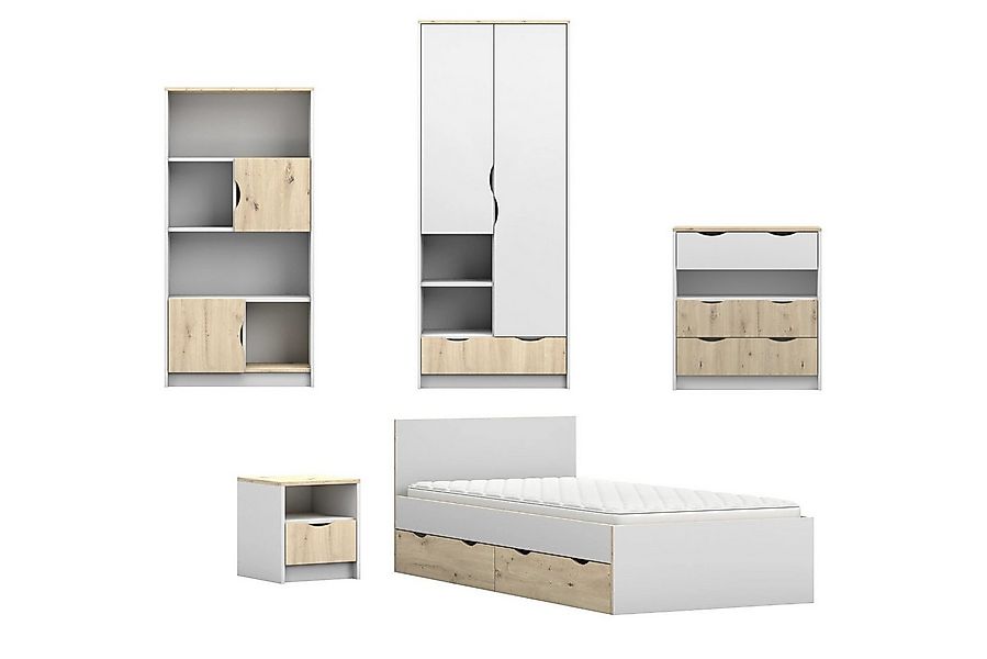 Deine Möbel 24 Jugendzimmer-Set JUMI E Kinderzimmer-Set in Weiß oder Grau m günstig online kaufen