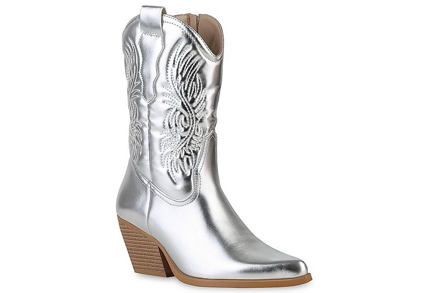 VAN HILL 840253 Cowboy Boots Damen Stiefeletten Cowboy Boots Stickereien Ho günstig online kaufen