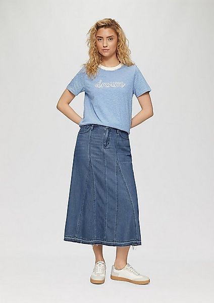 s.Oliver Midirock Rock Ausgestellter Midirock aus Denim mit ausgefranstem S günstig online kaufen