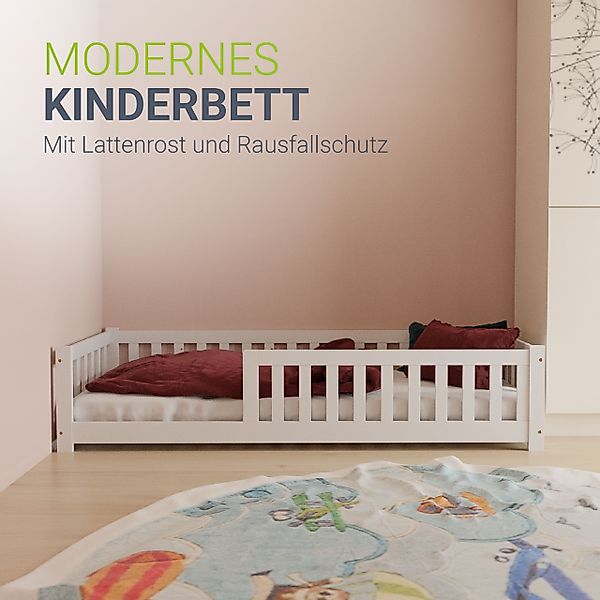 Juskys Kinderbett Naya, 140x200 cm Bodenbett günstig online kaufen