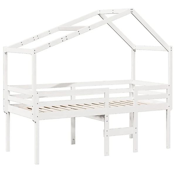 vidaXL Hochbett mit Dach Weiß 75x190 cm Massivholz Kiefer 3282062 günstig online kaufen