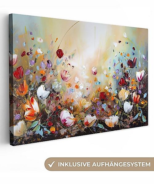 OneMillionCanvasses® Leinwandbild Ölfarben - Blumen - Farbenfroh - Natur, F günstig online kaufen