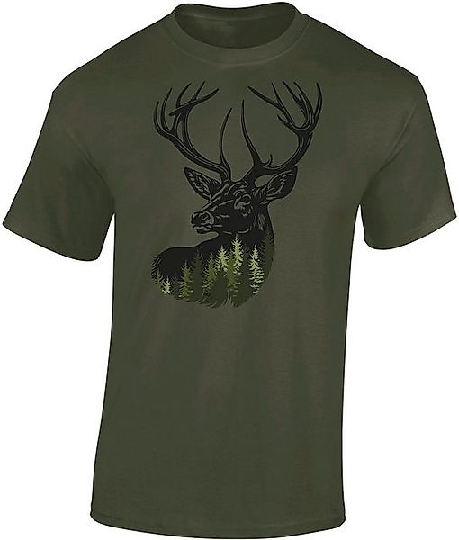 Baddery Print-Shirt Jäger T-Shirt: "Forest Deer" - Geschenk für Jäger - Jag günstig online kaufen