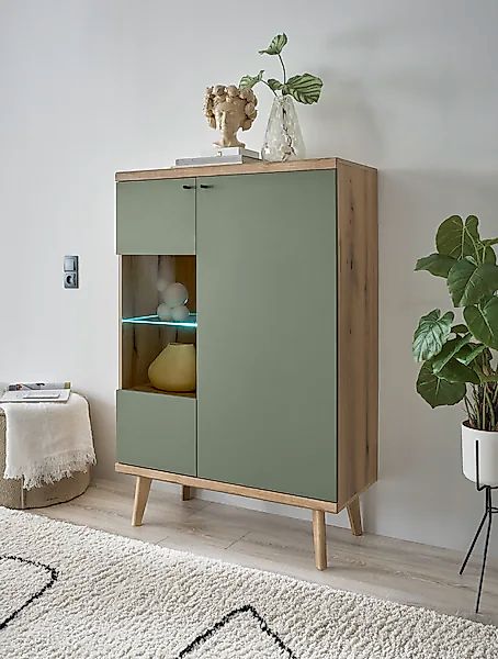 Home affaire Vitrine "MAVAS" in moderner Trendfarbe, Giffe aus Metall (Schw günstig online kaufen