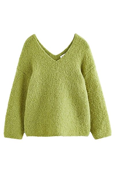 Next V-Ausschnitt-Pullover Premium-Strickpulli aus Boucle mit günstig online kaufen
