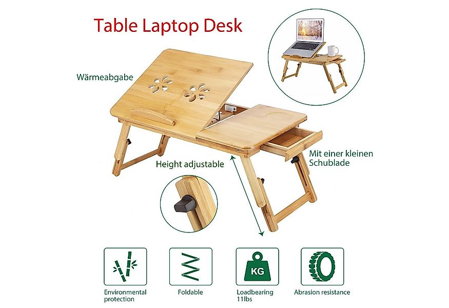 Youyijia Computertisch Laptoptisch 50x30cm Laptop Tisch Betttisch Laptop günstig online kaufen