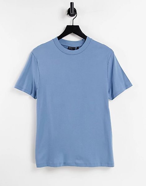 ASOS DESIGN – Blaues Bio-T-Shirt mit Rundhalsausschnitt günstig online kaufen