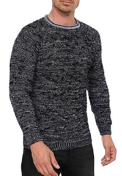 R-NEAL Rundhalspullover Herren Strick Kontrast Pulli mir Muster Crew-Neck P günstig online kaufen
