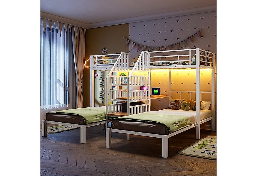 MODFU Etagenbett aus Eisen mit drei Liegeplätzen (Kinderbett,Integrierte Le günstig online kaufen