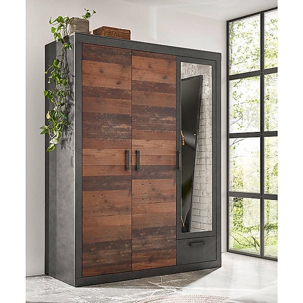 Lomadox Kleiderschrank BERLIN-S-61 Old Mix Dekor 150x201x60 cm günstig online kaufen