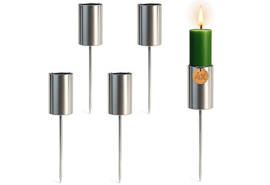 matches21 HOME & HOBBY Kerzenhalter Kerzenhalter 4er Set Metall Silber mit günstig online kaufen