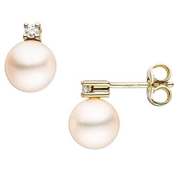 Schmuck Krone Paar Ohrstecker Ohrstecker mit Perlen & Brillanten, 585 Gelbg günstig online kaufen
