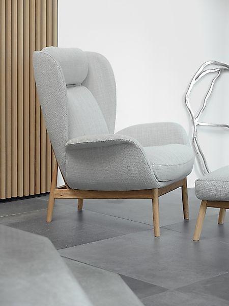 FLEXLUX Polsterhocker »Padova«, Fußhocker für Ohrensessel, Fuß Eiche günstig online kaufen