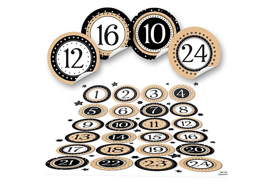 Logbuch-Verlag Dekofigur Adventskalender Zahlen Aufkleber 1–24 rund Ø 4 cm günstig online kaufen