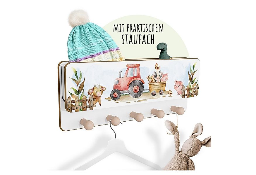 Holzura Kinderregal Kindergarderobe aus Holz mit Ablage und magnethaftendem günstig online kaufen