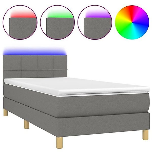 vidaXL Boxspringbett Boxspringbett mit Matratze LED Dunkelgrau 100x200 cm S günstig online kaufen