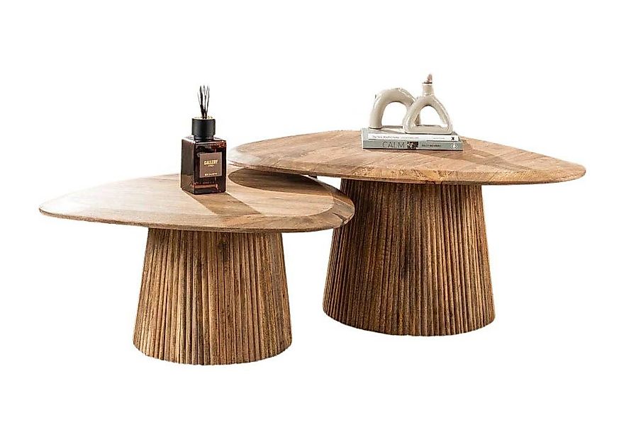 LEVEN Lifestyle Couchtisch 2´er Set RON aus Mangoholz dreieckige Form (2-St günstig online kaufen