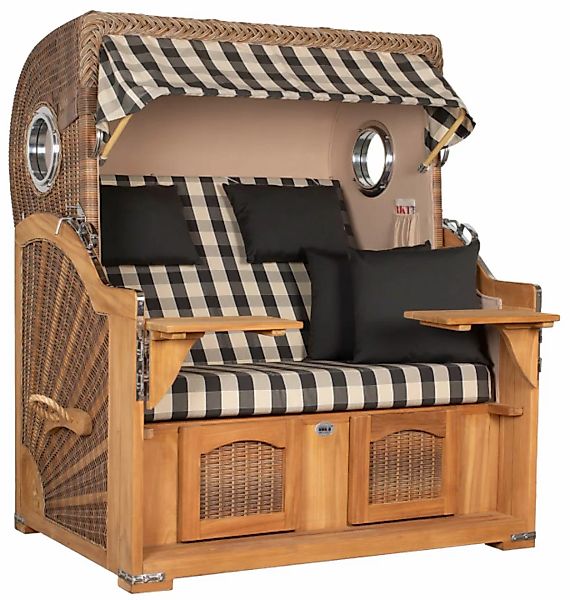 Strandkorb Amrum Grande Bullauge Teak PE Banana Dessin 505 günstig online kaufen
