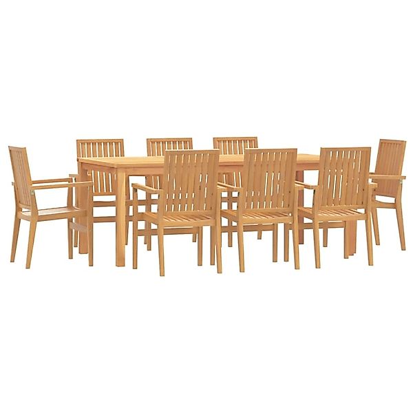 vidaXL 9-Tlg Garten-Essgruppe Massivholz Teak 3157922 günstig online kaufen